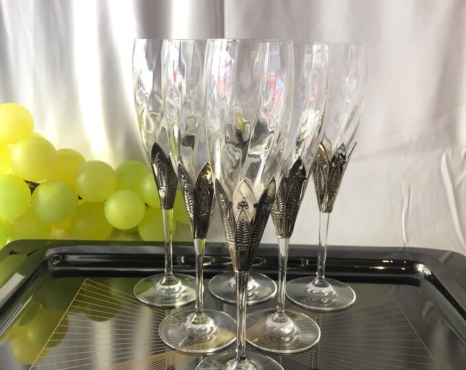 Rare Crystal Goblets, Vintage Glassware, Wine Goblets, Barware, Collectible Stemware