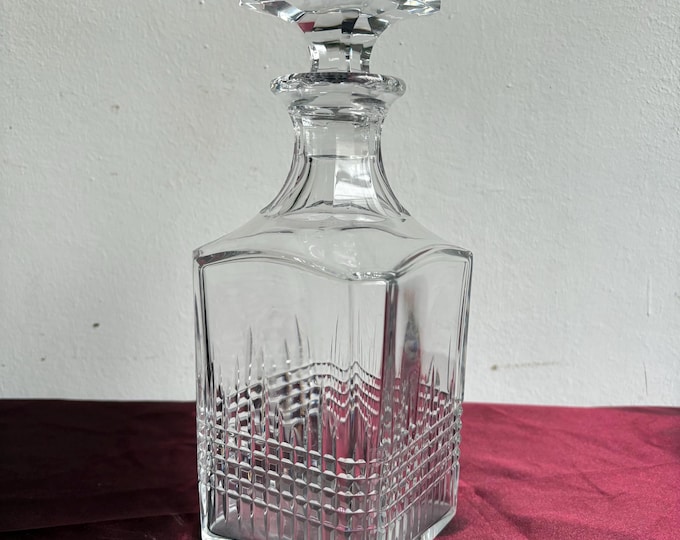 Baccarat Crystal Liqueur Bottle, Vintage Decor Piece, Bar Cart Display, Glass Bottle Collectible, Liquor Dispenser, Home Bar Decor