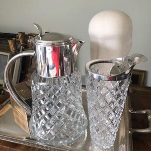 Vintage Crystal Cocktail Set, Mixer Shaker, Barware Tools, Mixology Set, Drink Mixing Kit