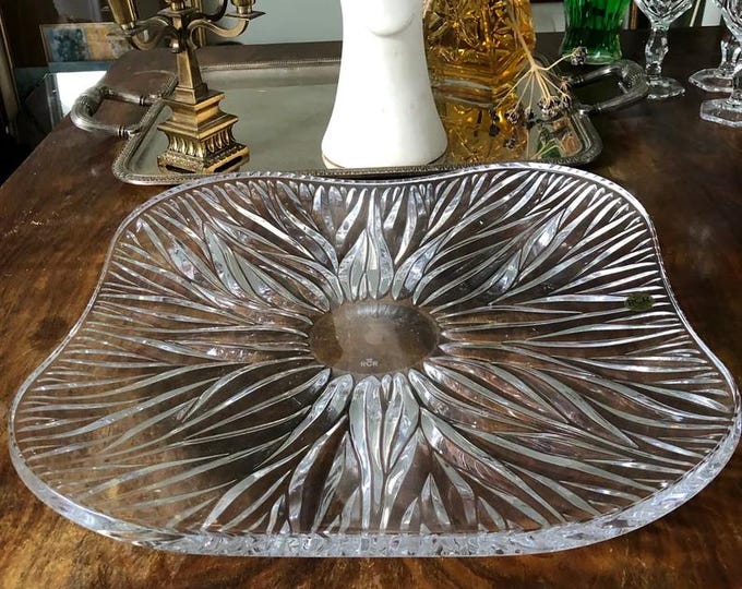 Antique Crystal Tray, Vintage Serving Plate, Glass Tray, Elegant Vanity Decor, Vintage Home Decor