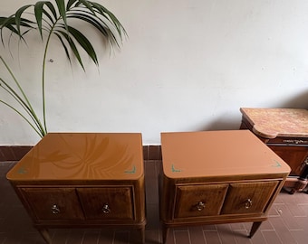 Vintage Wood Nightstands, Pair of Bedside Tables