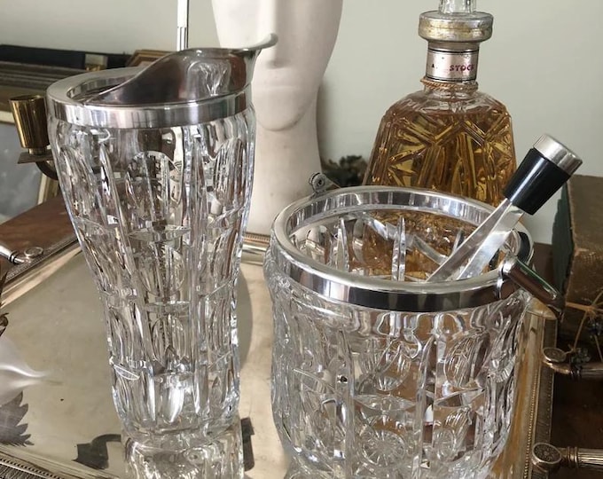 Vintage Crystal Ice Bucket, Barware Gift, Chic Cocktail Party Essential