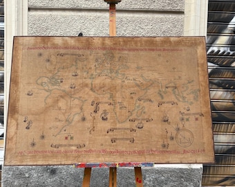 Antique Painting Fabric with World Map