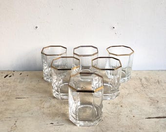 Vintage Gold Accented Glass Tumblers