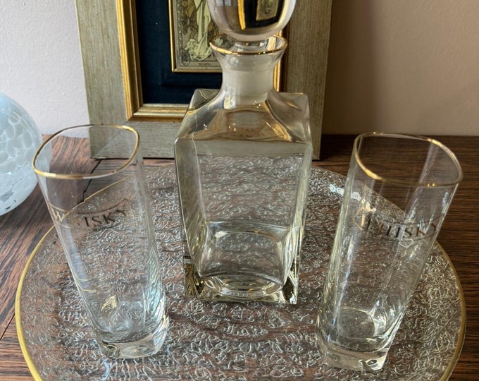 Vintage Crystal Bottle, Liqueurs Crystal Bar Set, Vintage Home Decor