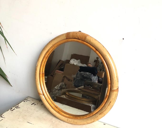 Vintage Bamboo Rounded Mirror