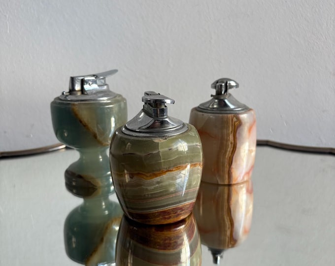 Vintage Lighters in Onyx, Set of 3