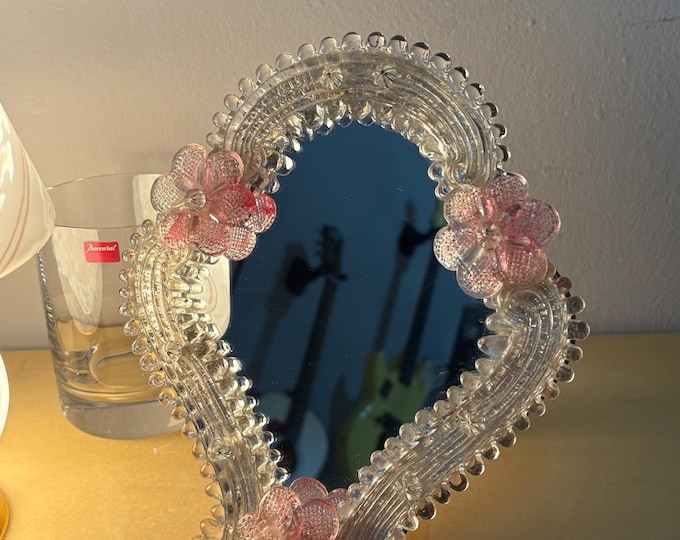Vintage Venetian Mirror, Tabletop Vanity Mirror, Vintage Murano Glass