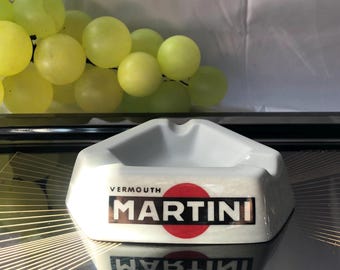 Vintage Martini Ashtray, Ceramic Barware Decor, Retro Smoking Tray, Unique Collectible, Cocktail Lover Gift