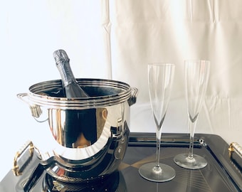 Silver Plated  Ice Bucket, Vintage Wine Cooler, Bar Cart Accessory, Retro Home Decor Accent