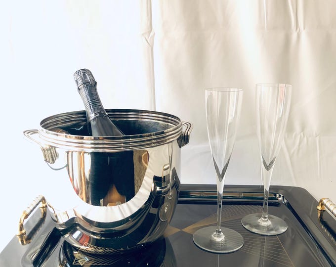 Silver Plated  Ice Bucket, Vintage Wine Cooler, Bar Cart Accessory, Retro Home Decor Accent