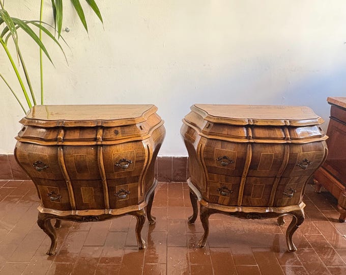 Vintage Wood Nighstands Pair