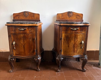 Vintage Nightstands Pair, Wood Bedside Tables, Retro Bedroom Furniture Set, Antique Night Stands, Rustic Decor
