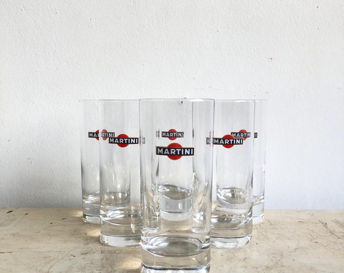 Vintage Martini Drinking Glasses Set, Cocktail Glassware, Long Drinkware, Barware Gift Set
