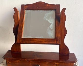 Vintage Vanity Mirror, Antique Home Decor, Wood Make Up Mirror