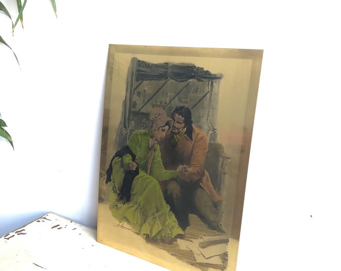 Unique Vintage Art Deco Wall Print, Silkscreen Painting, Retro Home Decor