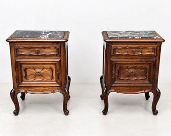 Vintage Nightstands Pair, Wood Bedside Tables, Retro Bedroom Furniture Set, Antique Night Stands, Rustic Decor