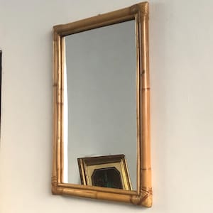 Vintage Large Mirror Bamboo Frame, Wall Hanging Decor, Boho Chic Home Decor, Retro Mirror, Vintage Bamboo, Natural Materials