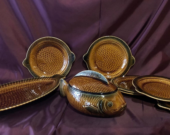 Vintage Ceramic Dinner Set, Sarreguemines Plates and Bowls, Classic Tableware Set