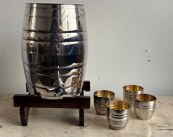 Vintage Silver Plate Liquor Dispenser, MCM Barware, Home Bar Decor, Drink Dispenser, Mid Century Modern, Bar Gift