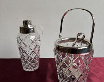 Vintage Crystal Cocktail Set, Ice Bucket Barware, Retro Mixology Kit, Bartender Gift, Drink Mixing
