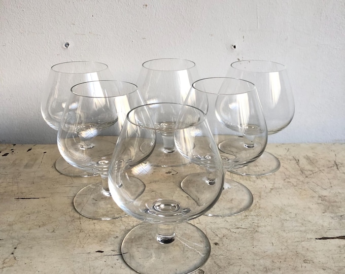 Vintage Crystal Cognac Glasses, Set of 6