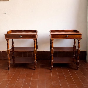 Mesitas de noche vintage, mesitas de noche de madera, juego de muebles de dormitorio retro, mesitas de noche antiguas, decoración rústica