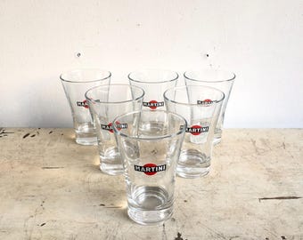 Vintage Martini Drinking Glasses, Set of 6