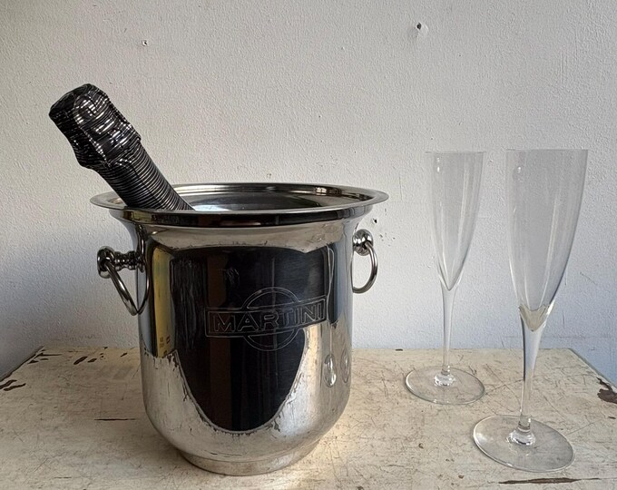 Vintage Martini Ice Bucket, Metal Barware, Retro Home Decor, Party Accessory, Cocktail Bar Essential, Host Gift