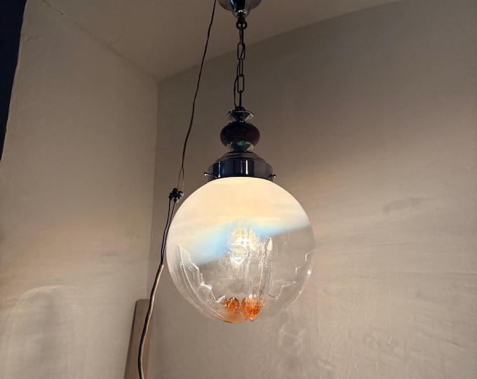 Vintage Murano Pendant Light, Sphere Ceiling Light, Home Decor, Murano Glass Light, Interior Lighting, Living Room Fixture