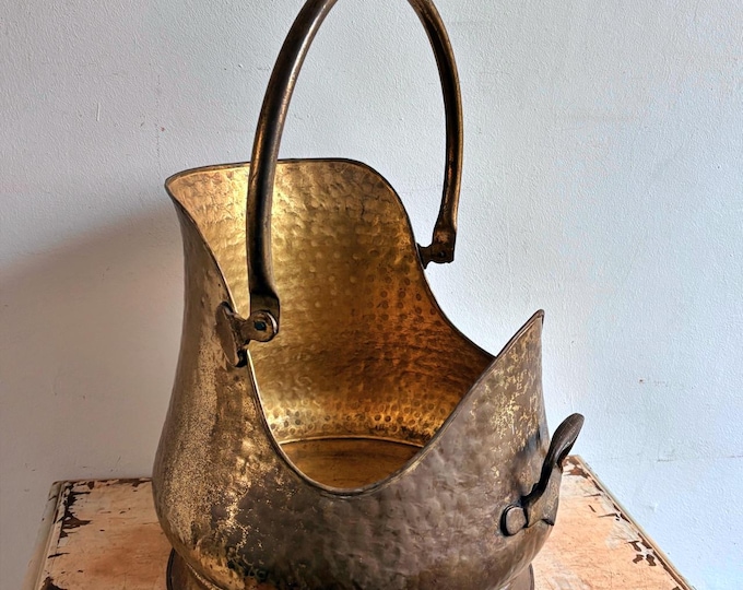 Brass Antique Firewood Rack, Vintage Home Decor, Fireplace Storage Organizer, Rustic Display Stand