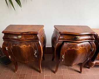 Vintage Nightstands Pair, Wood Bedside Tables, Retro Bedroom Furniture Set, Antique Night Stands, Rustic Decor