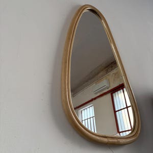 Vintage Bamboo Mirror Antique, Large Wall Hanging Mirror, Rustic Home Decor, Boho Decor, Vintage Home Accent