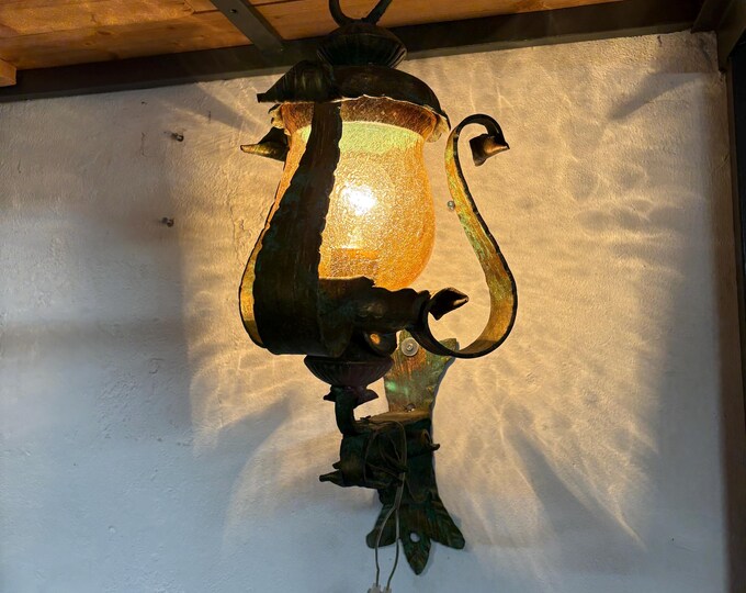 Wrought Iron Vintage Lantern, Decorative Hanging Lamp, Retro Outdoor Lighting, Farmhouse Patio Decor, Rustic Light Fixture