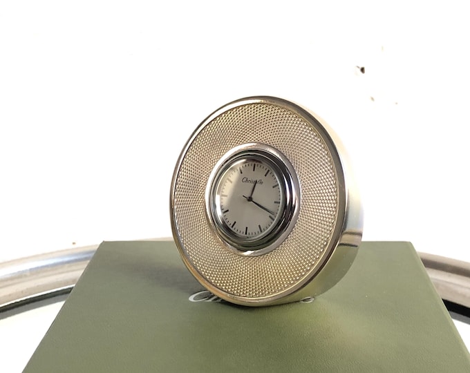 Vintage Table Clock, Christofle Silver Desk Clock, Elegant Home Decor, Unique Gift