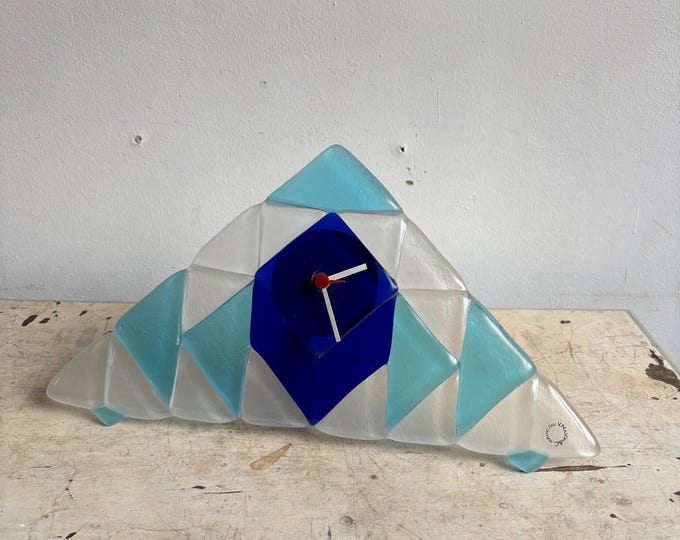Vintage Table Clock, Murano Glass Design, Classic Home Decor, Elegant Desk Clock, Collector's Piece, Gift Idea
