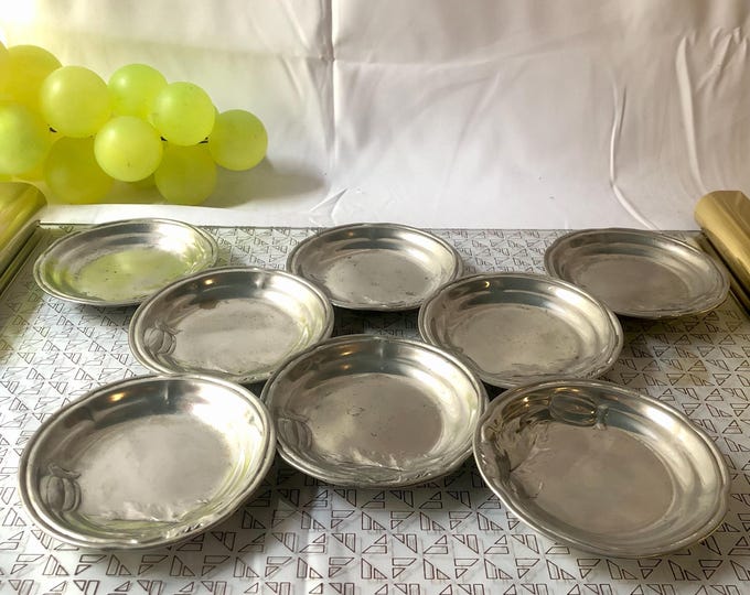 Vintage Pewter Coasters Set, Early 20th Century Drink Coasters, Retro Table Decor, Barware Accessories, Home Entertaining
