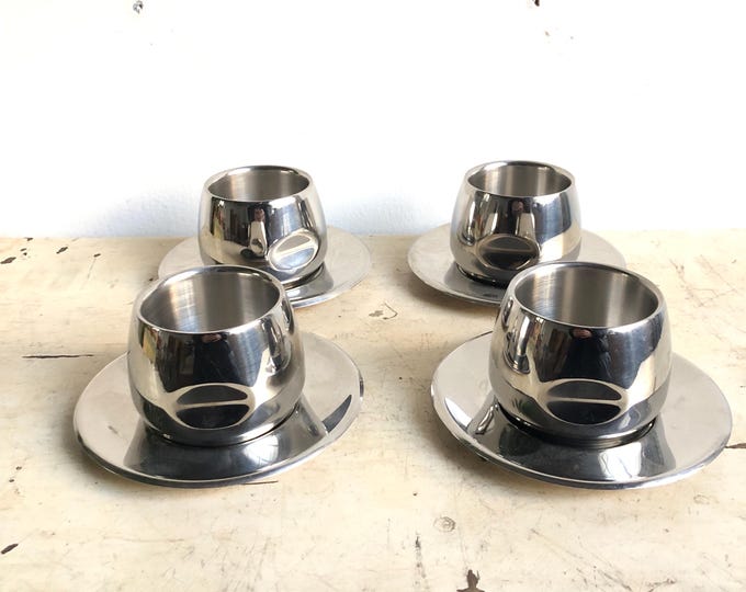 Vintage Espresso Cups Set of 4, AMC Art Design, Ceramic Coffee Cups, Retro Espresso Glasses, Coffee Lover Gift