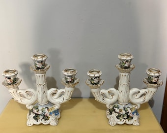Pair of two Candlestick Holder made in Capodimonte