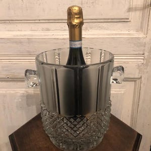Vintage Crystal Ice Bucket, Barware Essential, Elegant Champagne Chiller, Retro Drink Cooler