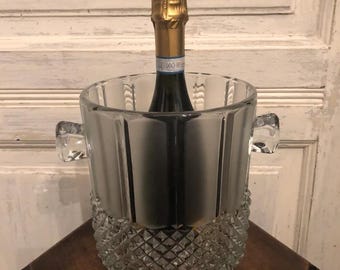 Cubo de hielo de cristal vintage, artículos de bar esenciales, enfriador de champán elegante, enfriador de bebidas retro