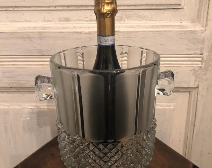 Vintage Crystal Ice Bucket, Barware Essential, Elegant Champagne Chiller, Retro Drink Cooler