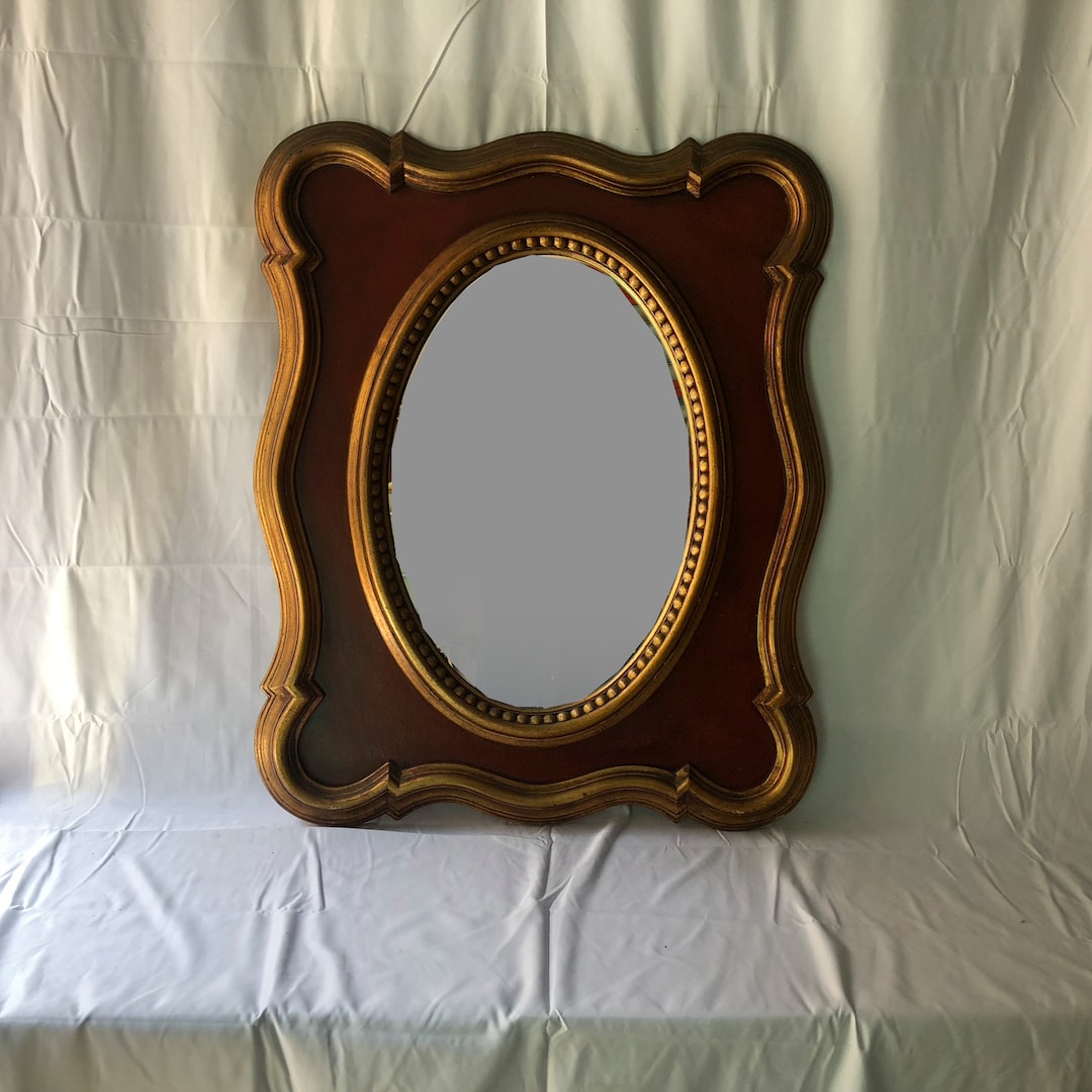 Vintage Oval Mirror With Gold Accent, Vanity Mirror, Wall Decor ...