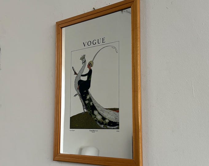Vintage Mirror, Glamorous Art, Wall Art, Collectible Piece, Vogue Print, Art Nouveau
