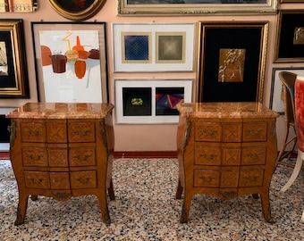 Vintage Nightstands Pair, Wood Bedside Tables, Retro Bedroom Furniture Set, Antique Night Stands
