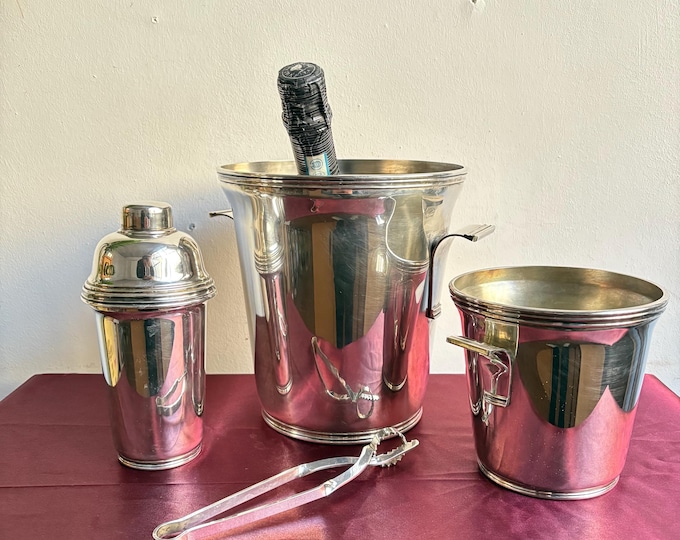 Vintage Silver Plated Cocktail Set, Retro Barware Mixing Kit, Bartender Gift, Drink Mixing Tools