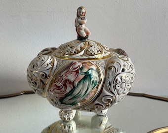 Capodimonte Vintage Ceramic Vase, Large Classic Floral Decor Accent