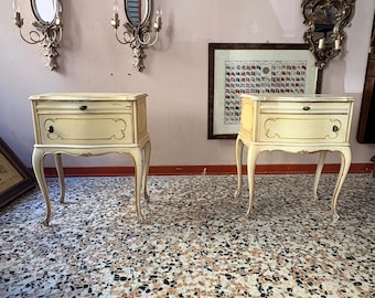 Vintage Nightstands Pair, Wood Bedside Tables, Retro Bedroom Furniture Set, Antique Night Stands