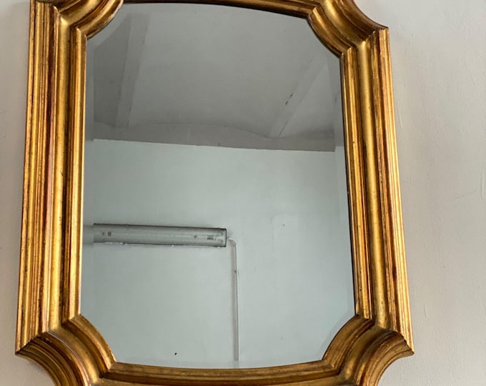 Vintage Large Wood Mirror with Gold Finish