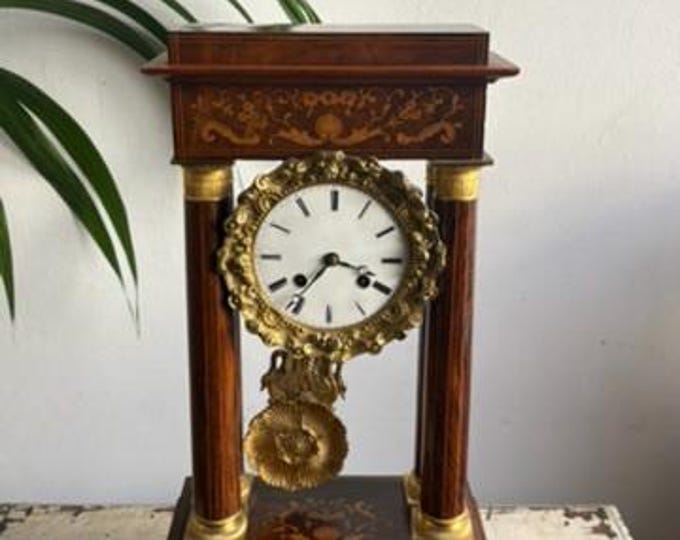 Vintage Table Clock, Portique Carlo X Clock, Pendulum Clock